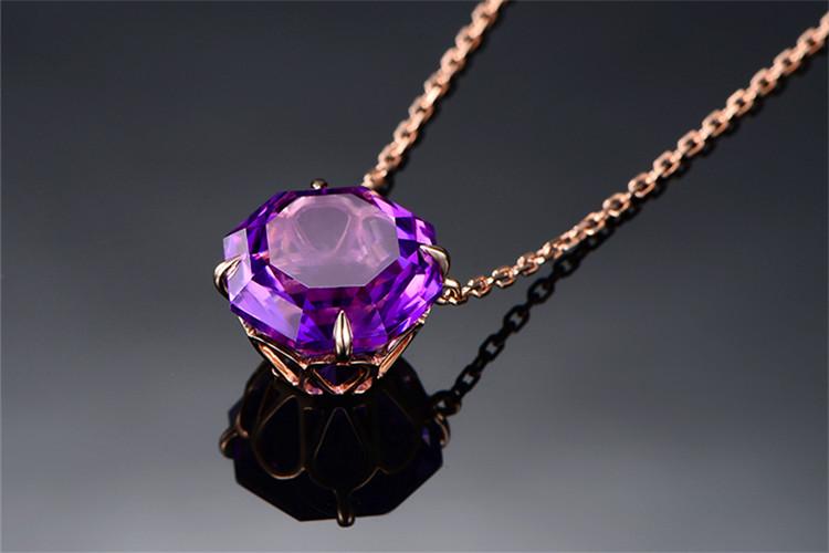 5克拉紫水晶钻石项链_珠宝图片